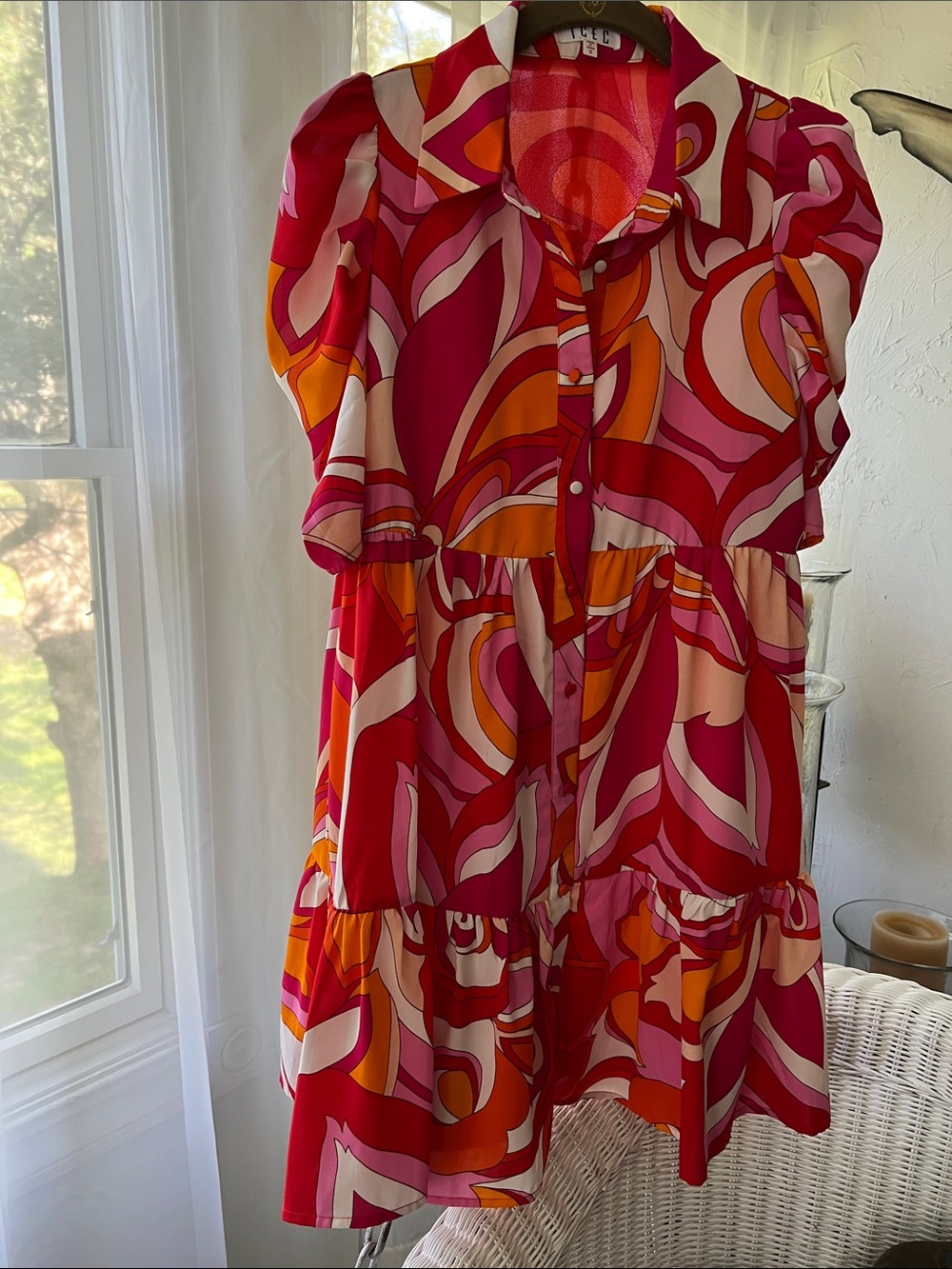 TCEC Vibrant Red, Pink & Orange Mini Dress